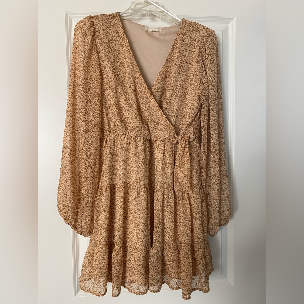 Altar'd State Aria Leopard Dress Taupe size M